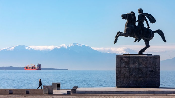 Denkmal für Alexander den Großen auf der Uferpromenade von Thessaloniki, Griechenland