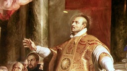 Ausschnitt aus dem Gemälde "Die Wunder des heiligen Ignatius von Loyola" von Pierre Paul Rubens (1577-1640). 